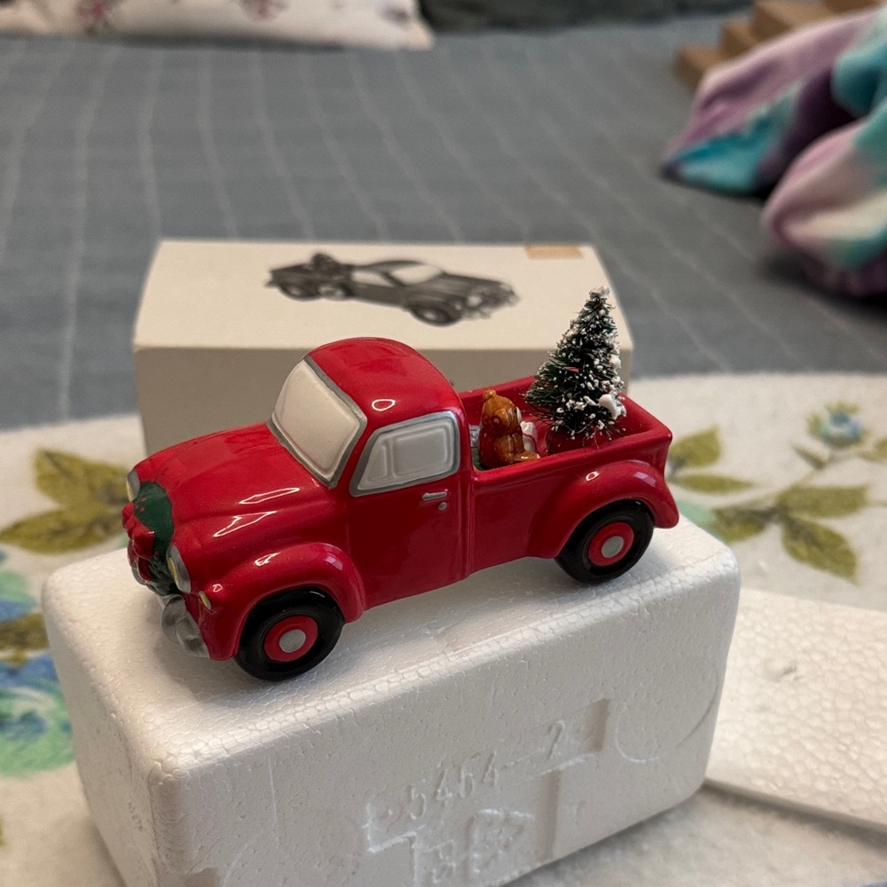 Department 56 Red Truck with Christmas Tree Decor